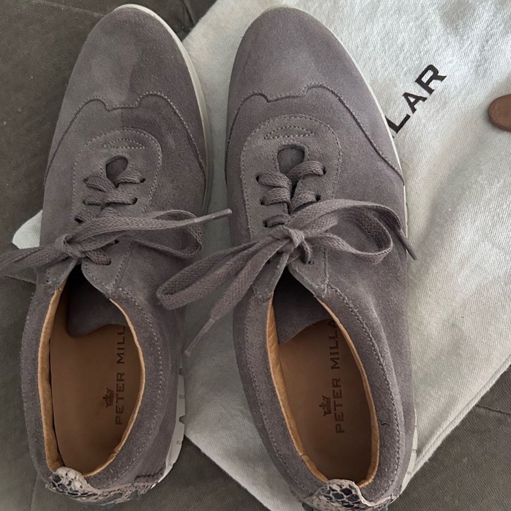 Peter Millar Gray Suede Sneakers w/ dust bag